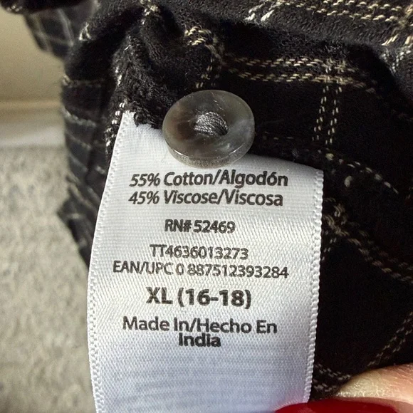 Time and Tru Black Plaid Flannel Shirt Dress Sz XL NWT - Picture 8 of 8